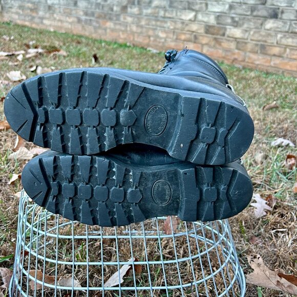 Vintage 1990s Ranger Firefighter Boots Size 10 W Black Leather Zipper Lace Up - Picture 14 of 16